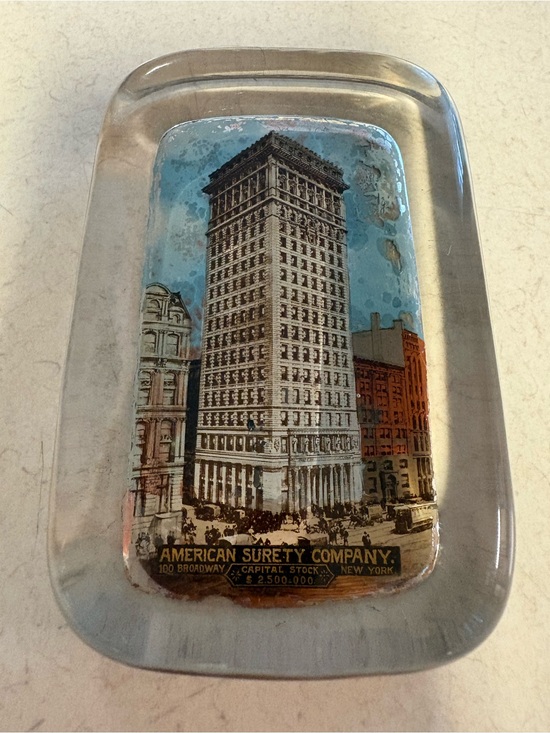 Other - Antique Clear Glass Paperweight/ American Surety Building